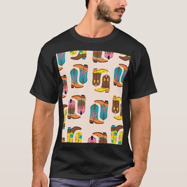 Wild West Cowboy Boots: Fashion Concept Pattern T-Shirt (Front)