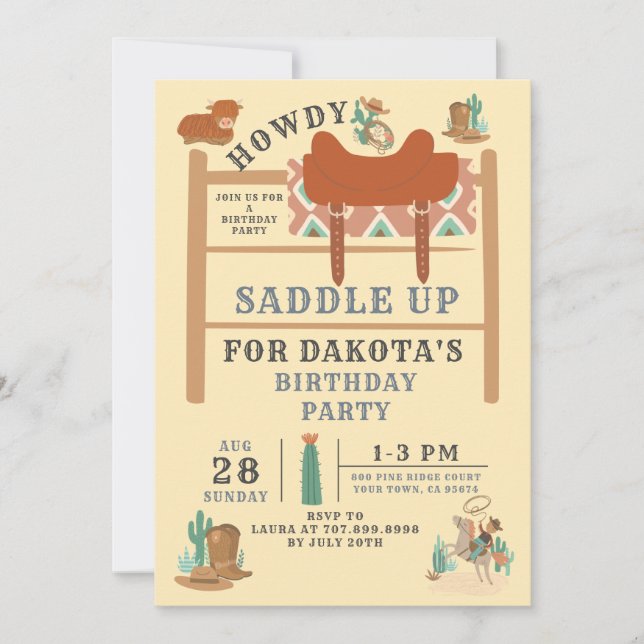 Wild West Cowboy Boy's Birthday Invitation (Front)