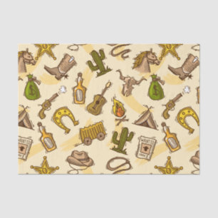 Wild west cowboy coloured with guitar and cactus tissue paper