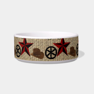 Wild West Cowboy Country Western on Burlap Pattern Bowl