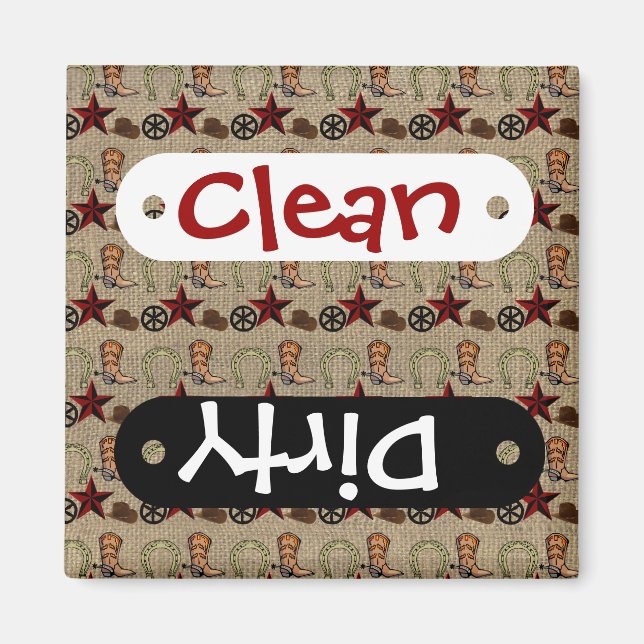 Wild West Cowboy Country Western on Burlap Pattern Magnet (Front)