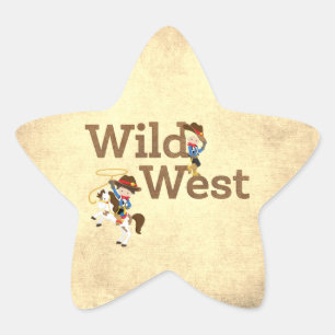 Wild West Cowboy Cowgirl Child's Birthday Star Sticker