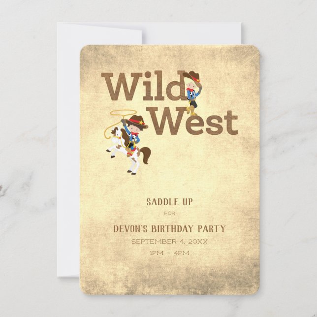 Wild West Cowboy Cowgirl Custom Child's Birthday  Invitation (Front)