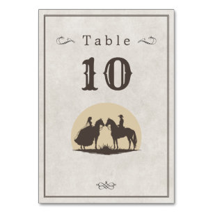 Wild west cowboy hat wedding table number