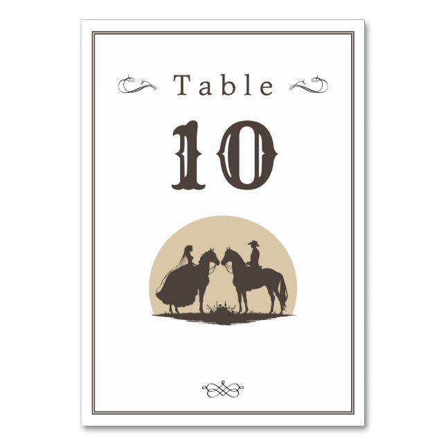 Wild west cowboy hat wedding  table number (Back)