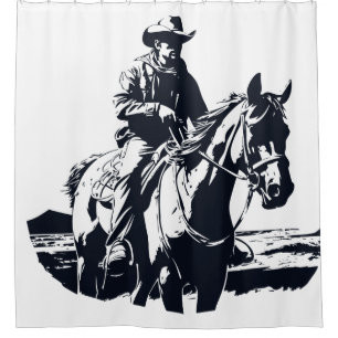 Wild West Cowboy Horse Back Riding Shower Curtain