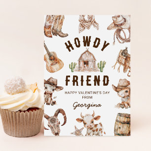 Wild West Cowboy Kids Valentines Day Holiday Card