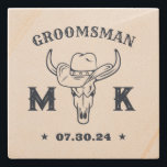Wild West Cowboy Monogram Best Man Groomsmen Stone Coaster<br><div class="desc">Personalised gifts for groomsmen and best man with old western cowboy theme. Decorated with cowboy hat with vintage western font. Text and colour are editable using the Design Tool to fit your occasion. Get this customise gift for wedding,  bachelor party,  engagement party or any other special occasions.</div>