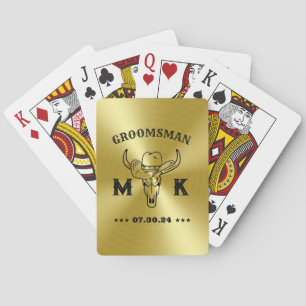 Wild West Cowboy Personalised Monogram Groomsmen Playing Cards