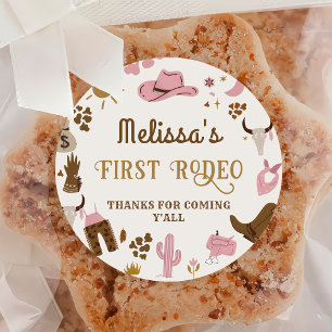 Wild West Cowboy Rodeo Birthday Thank You Classic Round Sticker