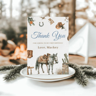 Wild West Cowboy Rodeo First Birthday Thank You Card
