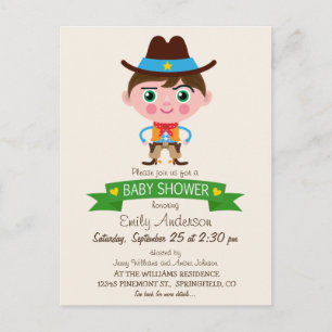 Wild West Cowboy Theme Baby Shower Invitation Postcard
