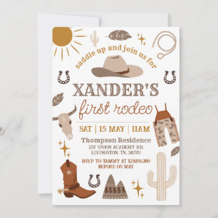 Wild West Cowboy Western 1st Party Birthday Invitation