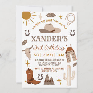 Wild West Cowboy Western Party Birthday Invitation
