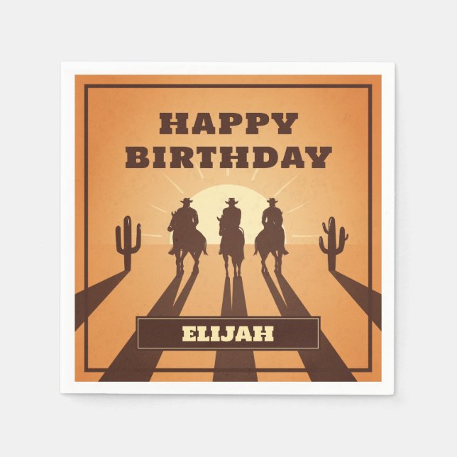 wild west cowboys sunset napkin (Front)