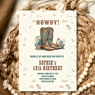 Wild west cowgirl birthday invitation