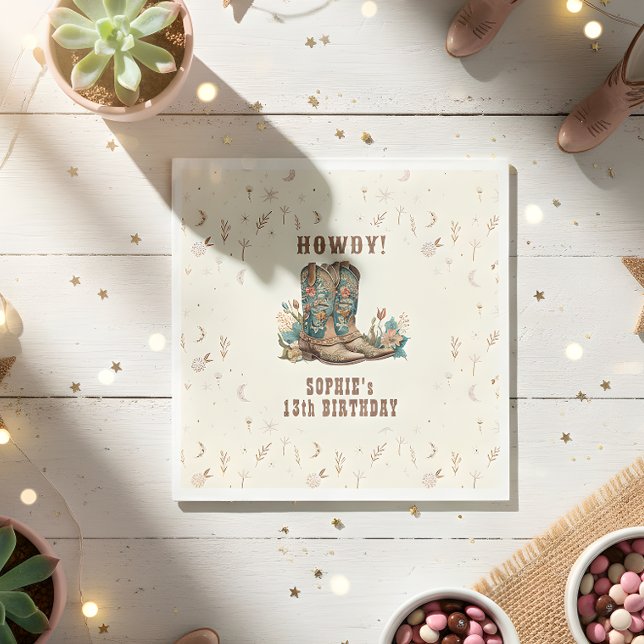 Wild west cowgirl birthday napkin (Creator Uploaded)