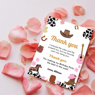 Wild west cowgirl birthday party thank you card