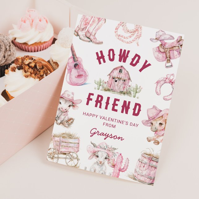 Wild West Cowgirl Kids Valentines Day Holiday Card (Creator Uploaded)