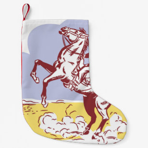 Wild West Cowgirl: Vintage Line Drawing. Small Christmas Stocking