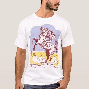 Wild West Cowgirl: Vintage Line Drawing. T-Shirt