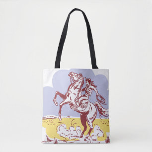 Wild West Cowgirl: Vintage Line Drawing. Tote Bag