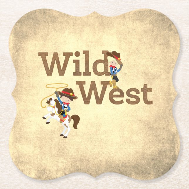 Wild West Cowpoke Party Paper Coaster (Front)
