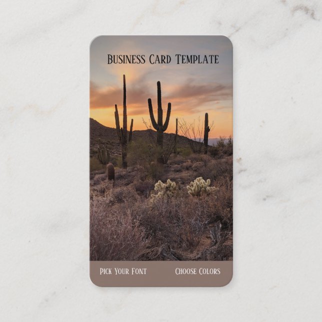 Wild West Desert Sunset Western Business Card (Front)