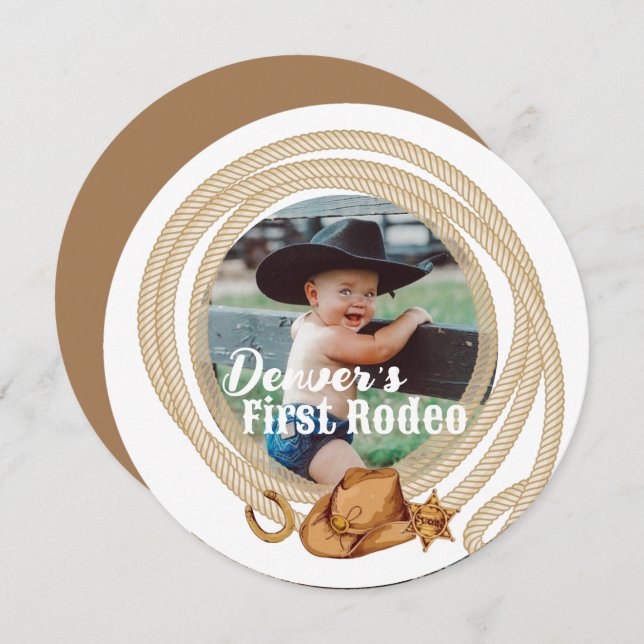 Wild West | First Rodeo Birthday Party Photo Invitation (Front/Back)
