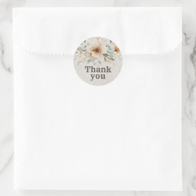 Wild west flowers thank you classic round sticker (Bag)