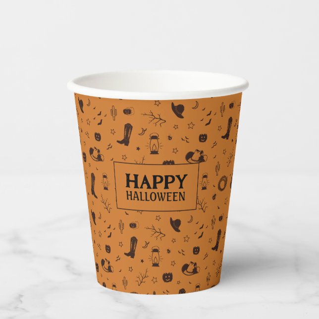wild west halloween pattern paper cups (Front)