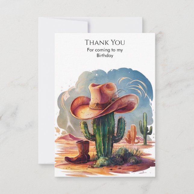 Wild West Hats Cowboy Birthday Thank You Card (Front)