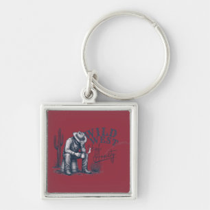 Wild West High Anxiety Funny Western Design Key Ring
