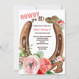 Wild West   Howdy   Cowgirl  Party Invitation