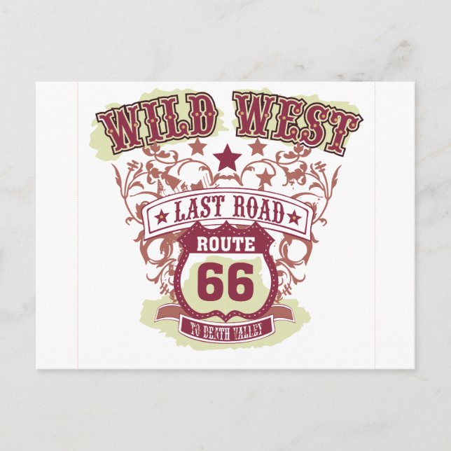 wild west last road route 66 to death valley postcard (Front)