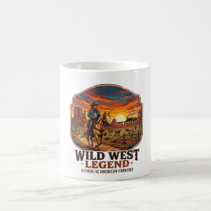 Wild West Legend Vintage Cowboy Sunset Graphic Coffee Mug