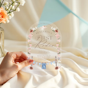 Wild West Little Cowboy First Rodeo 1st Birthday Acrylic Invitations