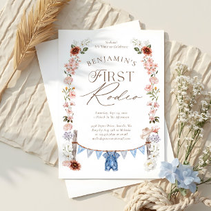 Wild West Little Cowboy First Rodeo 1st Birthday Invitation