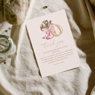 Wild West Little Cowgirl Baby Girl shower Thank You Card