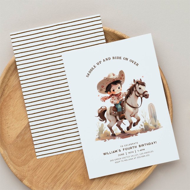 Wild West Modern Cowboy Birthday Invitation (Creator Uploaded)