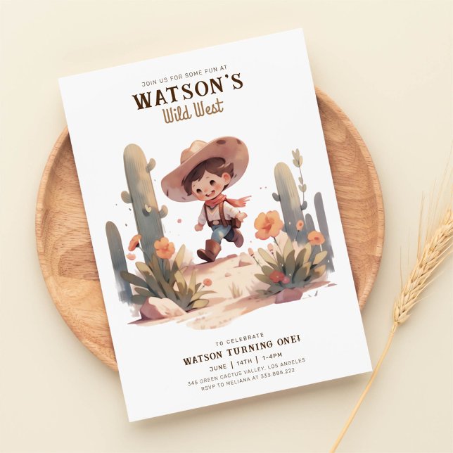 Wild West Modern Cowboy Birthday Invitation (Creator Uploaded)