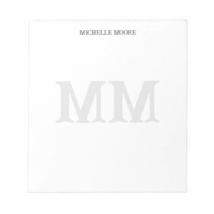 Wild West Monogram Grey White Modern Minimalist Notepad