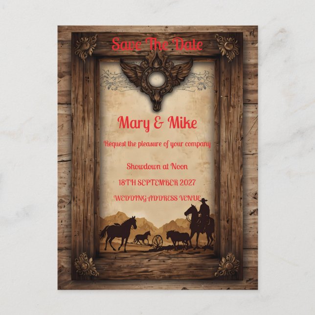 Wild West Novelty Wedding Invitation (Front)