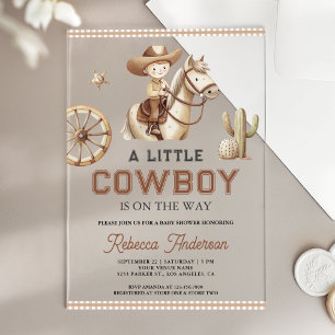Wild West Ranch Rodeo Little Cowboy Baby Shower Acrylic Invitations