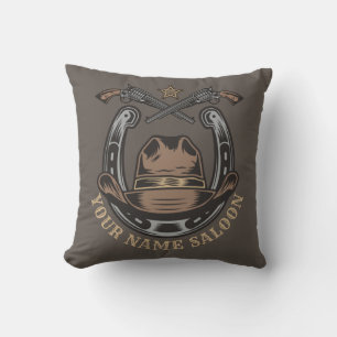 Wild West Revolver Horseshoe Western Cowboy Saloon Cushion