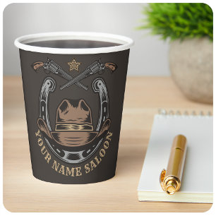 Wild West Revolver Horseshoe Western Cowboy Saloon Paper Cups