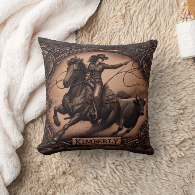Wild West Rodeo Action in Kimberly Cushion (Blanket)