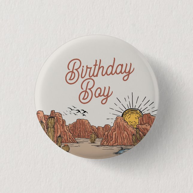 Wild West Rodeo adventure awaits birthday boy 3 Cm Round Badge (Front)
