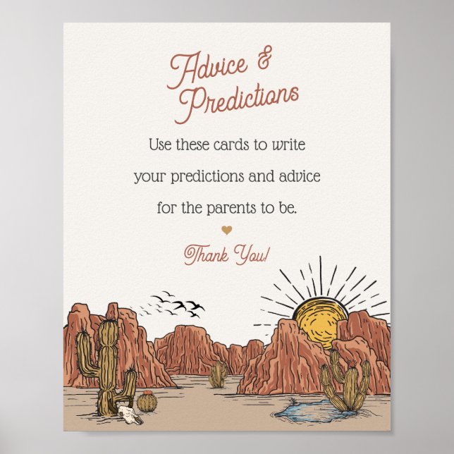 Wild West Rodeo advice for baby shower sign (Front)