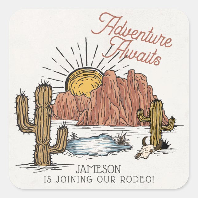 Wild West Rodeo Baby Shower Square Sticker (Front)